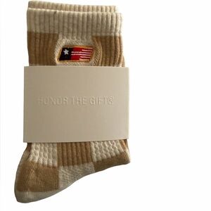 Honor The Gift Kids Jazz Jacquard Socks Mustard Tan Size 7–11 NWT